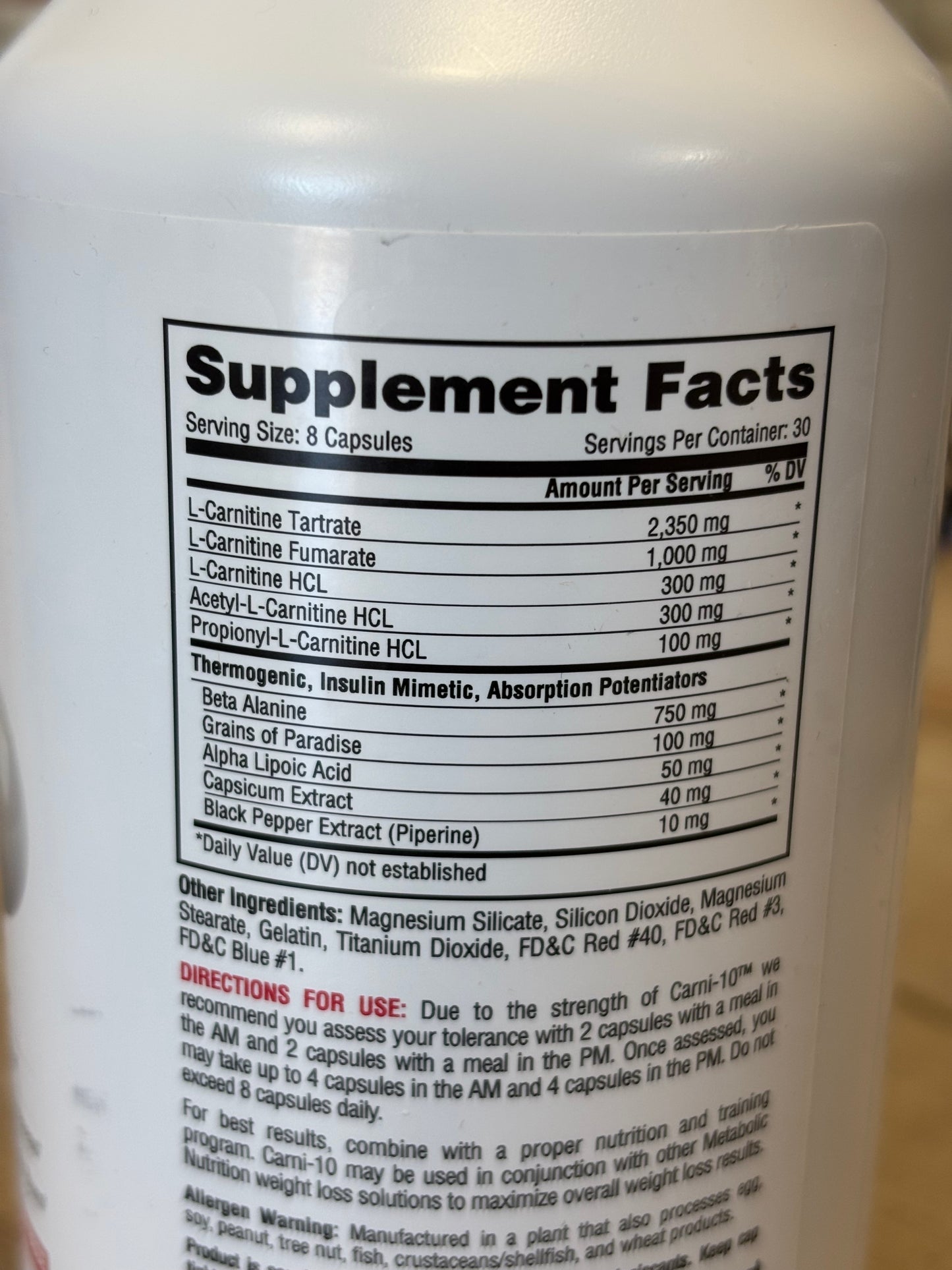 Metabolic Nutrition Carni-10