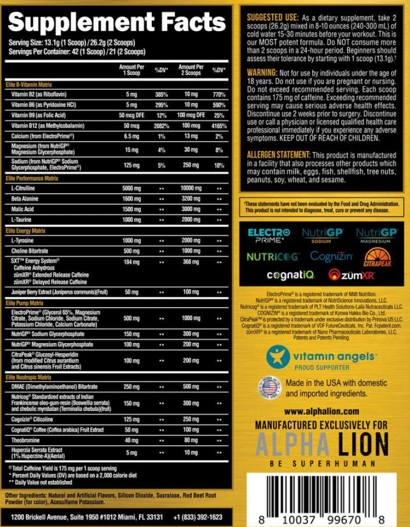 Alphalion Super Human Elite Pre Workout