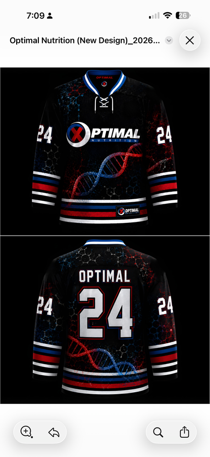Optimal Nutrition "DNA" Hockey Jersey - LIMITED FIRST EDITION (estimed delivery OCT 15)