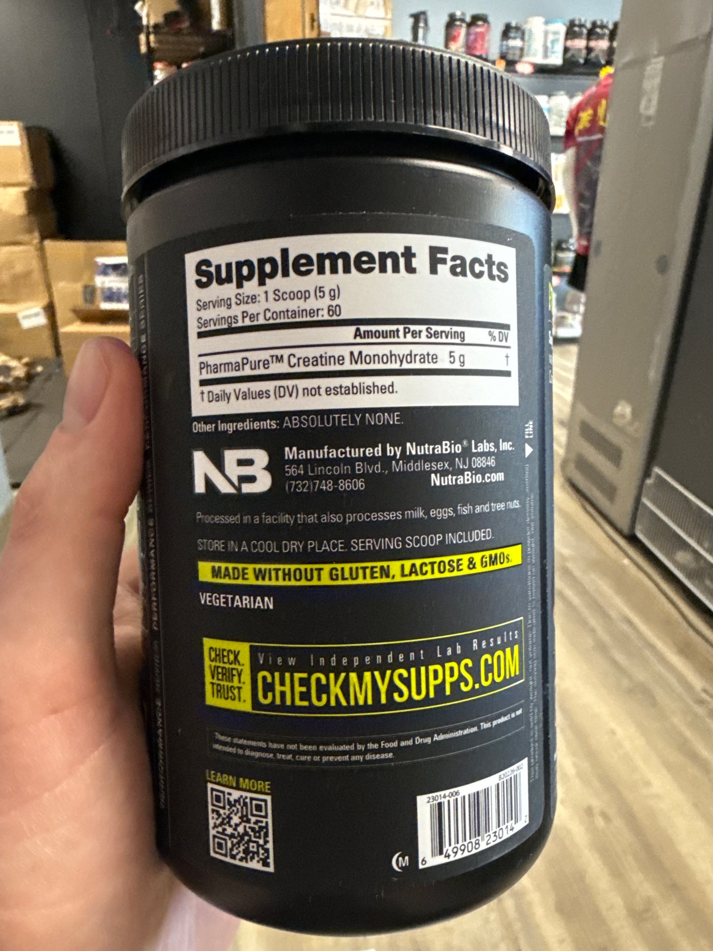 Nutrabio creatine monohydrate 60 servings