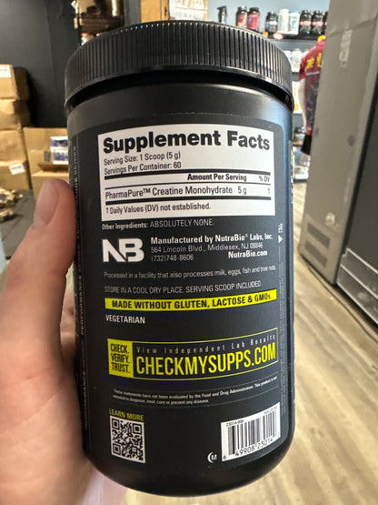 Nutrabio creatine monohydrate 60 servings