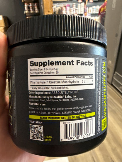 Nutrabio creatine monohydrate 30 servings-