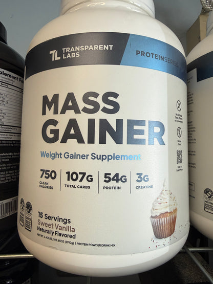 Transparent Labs Mass Gainer – High Calorie Weight Gainer Protein with Creatine (750 Calories, 54g Protein)