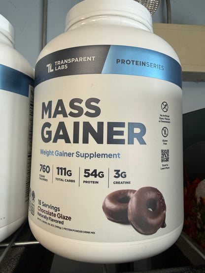 Transparent Labs Mass Gainer – High Calorie Weight Gainer Protein with Creatine (750 Calories, 54g Protein)